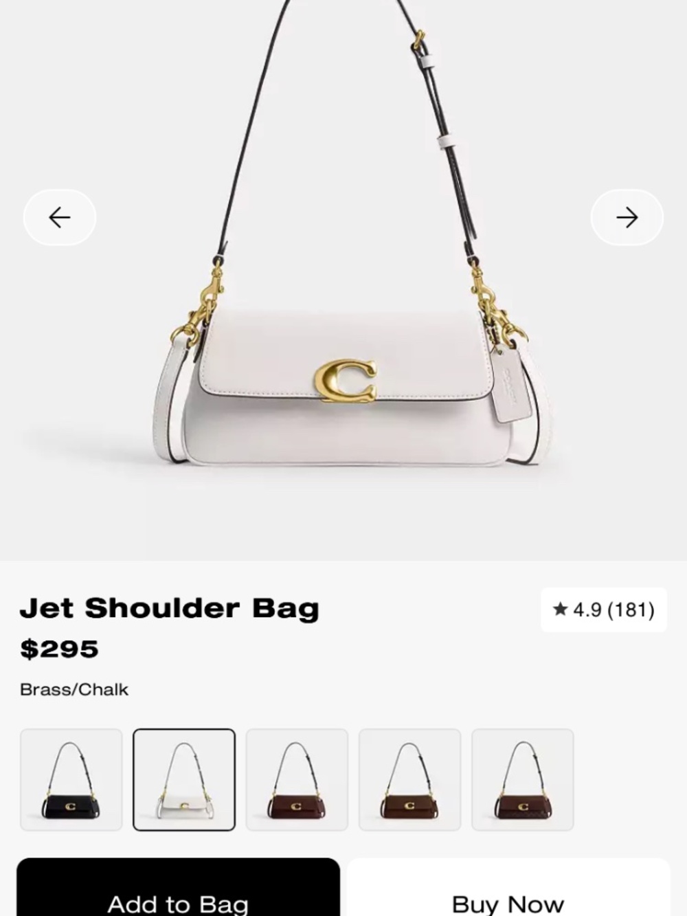 Cream Coach Jet Shoulder Bag - Picture 2 of 4
